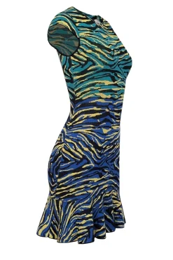 Missoni - Blue, Green, Yellow, & Black Animal Print Fit & Flare Dress Sz 4