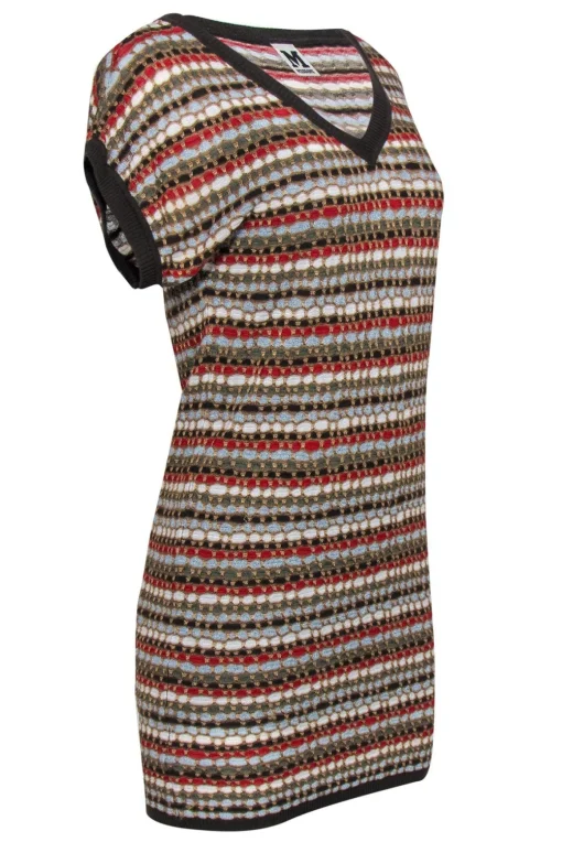 Missoni - Brown & Multi Metallic Patterned Knit Dress Sz S