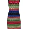 Missoni - Green, Blue, Red, & Black Wavy Striped Knit Midi Dress Sz 8