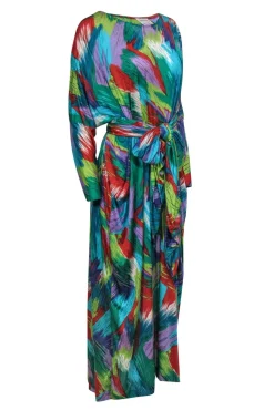 Missoni - Multicolor Brush Stroke Print Kaftan Maxi Dress w/ Belt Sz L