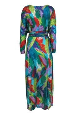Missoni - Multicolor Brush Stroke Print Kaftan Maxi Dress w/ Belt Sz L