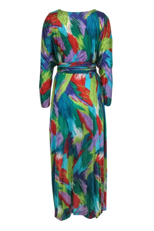 Missoni - Multicolor Brush Stroke Print Kaftan Maxi Dress w/ Belt Sz L
