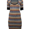 Missoni - Tan, Green, Black, & Blue Knit Cutout Dress Sz 8