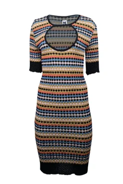 Missoni - Tan, Green, Black, & Blue Knit Cutout Dress Sz 8