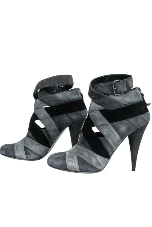 Miu Miu - Black & Grey Suede Bootie Heels Sz 7