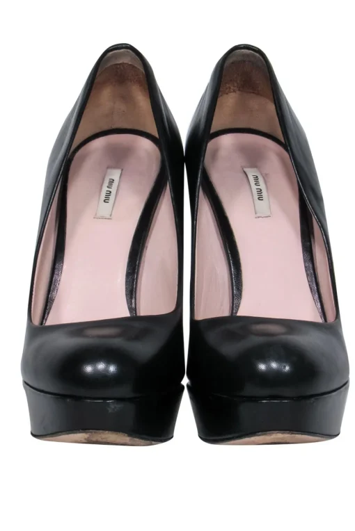 Miu Miu - Black Leather Platform Pumps Sz 6.5