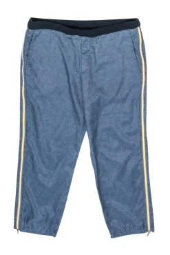 Miu Miu - Blue Striped Track Pants w/ Side Zippers Sz 16