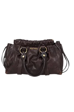 Miu Miu - Brown Leather Gathered Handbag