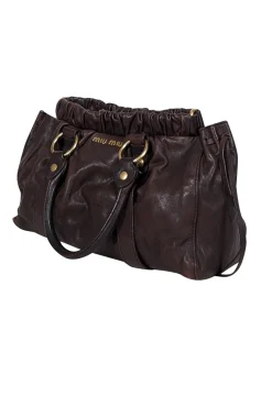 Miu Miu - Brown Leather Gathered Handbag