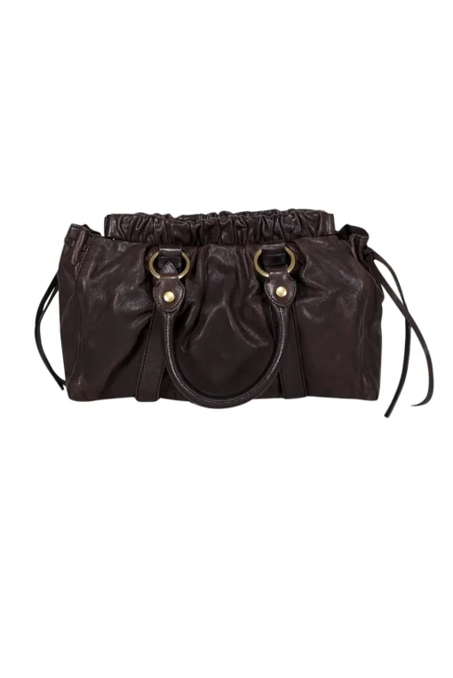 Miu Miu - Brown Leather Gathered Handbag