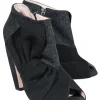 Miu Miu - Dark Grey Wool Open Toe Ankle Booties Sz 10