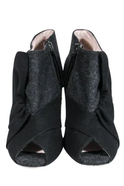 Miu Miu - Dark Grey Wool Open Toe Ankle Booties Sz 10