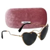 Miu Miu - Gold Cat Eye Aviator Sunglasses w/ Black Lenses