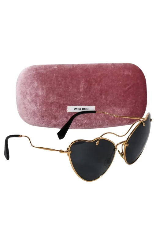 Miu Miu - Gold Cat Eye Aviator Sunglasses w/ Black Lenses