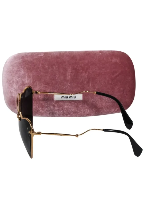 Miu Miu - Gold Cat Eye Aviator Sunglasses w/ Black Lenses