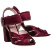 Miu Miu - Maroon Satin Chunky Sandal Heels Sz 7.5