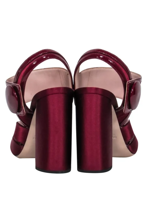 Miu Miu - Maroon Satin Chunky Sandal Heels Sz 7.5