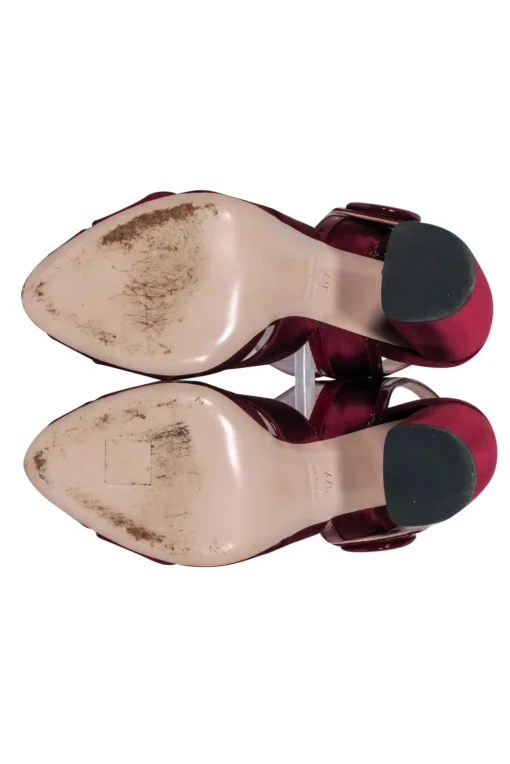 Miu Miu - Maroon Satin Chunky Sandal Heels Sz 7.5