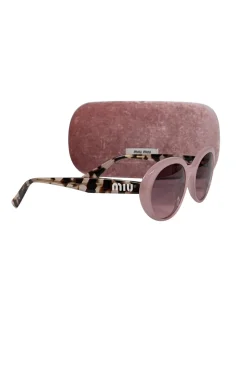Miu Miu - Pink & Tortoise Round Sunglasses