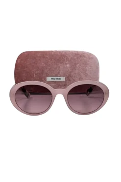 Miu Miu - Pink & Tortoise Round Sunglasses