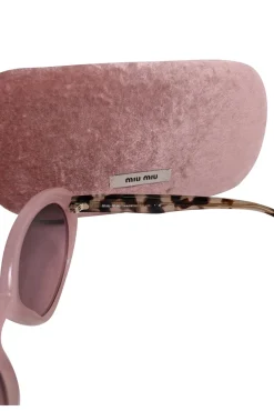 Miu Miu - Pink & Tortoise Round Sunglasses