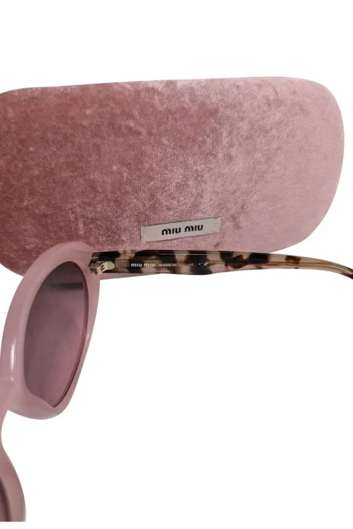 Miu Miu - Pink & Tortoise Round Sunglasses