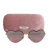 Miu Miu - Pink Reflective Frameless Heart Shape Sunglasses