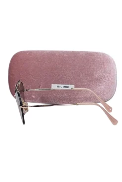Miu Miu - Pink Reflective Frameless Heart Shape Sunglasses
