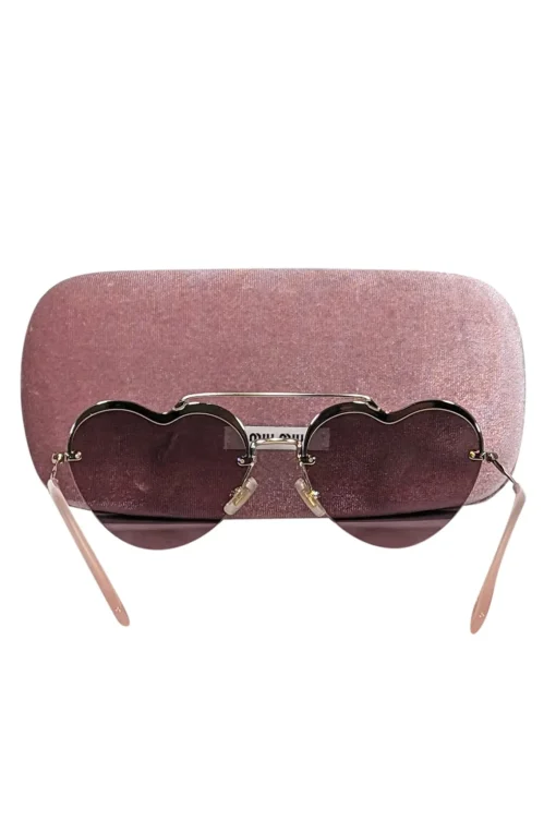 Miu Miu - Pink Reflective Frameless Heart Shape Sunglasses