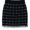 M.M.LaFleur - Black & White Woven Knit Fringe Hem Skirt Sz XS