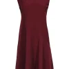 M.M.LaFleur -  Burgundy A-Line Square Neck Sleeveless Dress Sz 8