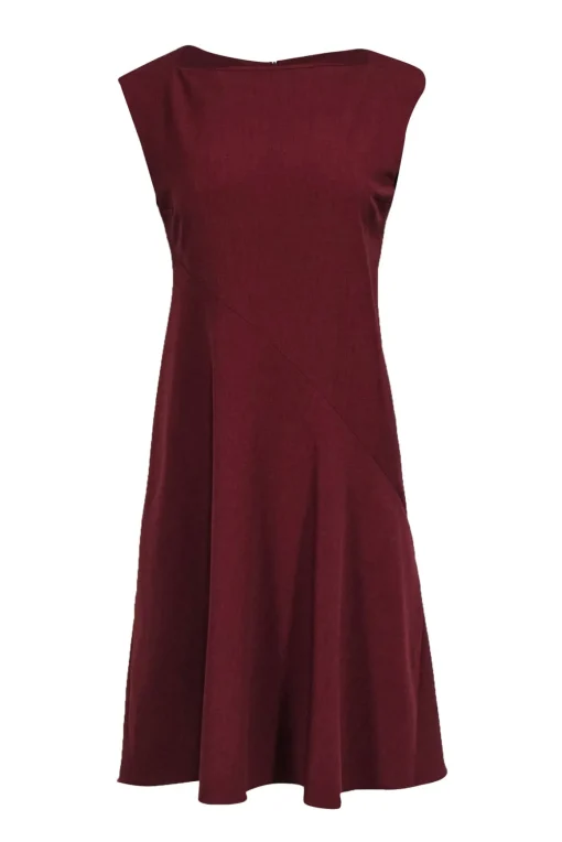 M.M.LaFleur -  Burgundy A-Line Square Neck Sleeveless Dress Sz 8
