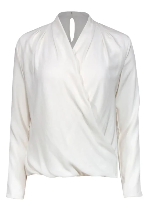 M.M.LaFleur - Cream Silky Draped Front Blouse Sz XS