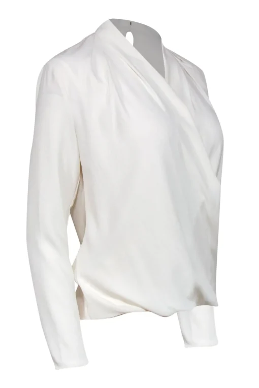 M.M.LaFleur - Cream Silky Draped Front Blouse Sz XS