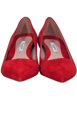 M.M.LaFleur - Red Suede Pointed Toe Kitten Heels Sz 6