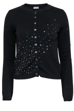 Mochino Jeans - Black Wool Cardigan w/ Rhinestones Sz 6