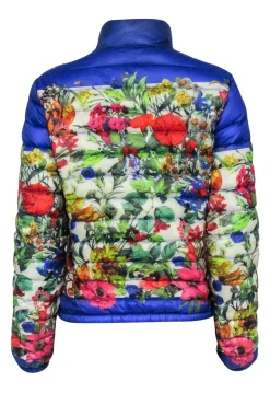 Moncler - Blue Puffer Jacket w/ Multi-Colored Floral Print Sz 2