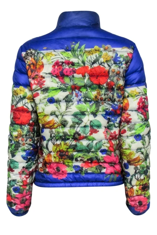 Moncler - Blue Puffer Jacket w/ Multi-Colored Floral Print Sz 2