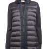 Moncler - Grey Puffer Knit Sleeve Coat Sz M