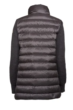 Moncler - Grey Puffer Knit Sleeve Coat Sz M
