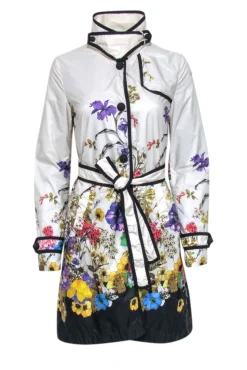Moncler - Ivory w/ Multi Color Floral Snap Button Front Jacket Sz S