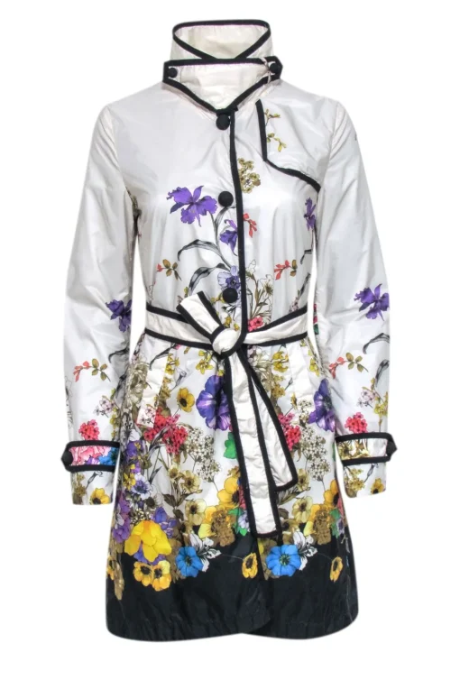 Moncler - Ivory w/ Multi Color Floral Snap Button Front Jacket Sz S