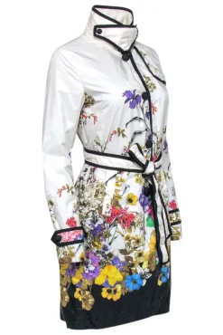 Moncler - Ivory w/ Multi Color Floral Snap Button Front Jacket Sz S