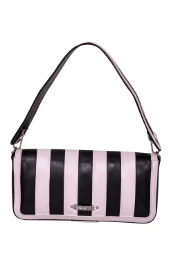 Moschino - Black & White Stripe Leather Shoulder Bag