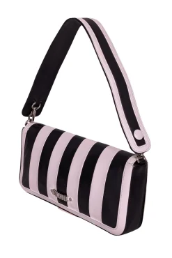 Moschino - Black & White Stripe Leather Shoulder Bag