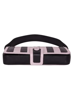 Moschino - Black & White Stripe Leather Shoulder Bag