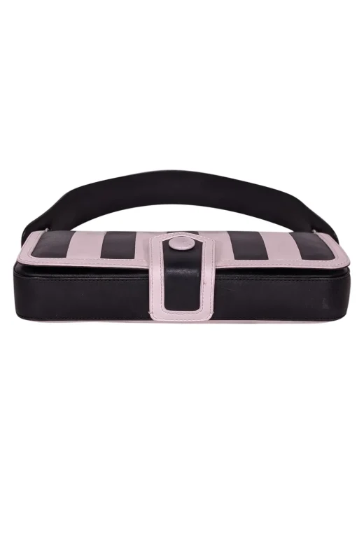 Moschino - Black & White Stripe Leather Shoulder Bag