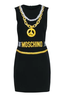 Moschino - Black Chain Chain Print Sleeveless Dress Sz 8