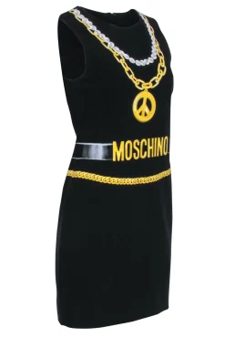 Moschino - Black Chain Chain Print Sleeveless Dress Sz 8