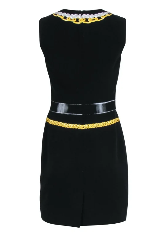 Moschino - Black Chain Chain Print Sleeveless Dress Sz 8
